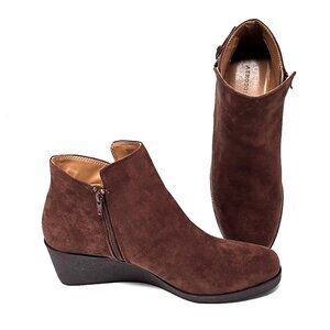 Aerosoles Bradley Wedge Zip-Up Ankle Bootie Brown Women's Size 12